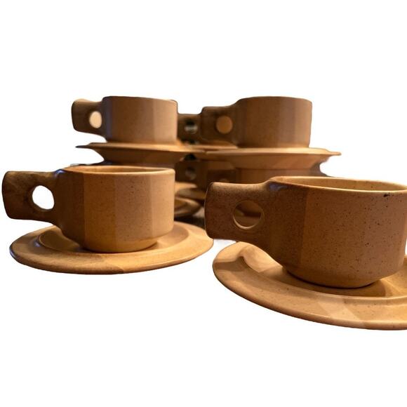 Vintage 70s Salishan Cup Saucer Set Jim McBride Fabrik Stoneware Speckled Earthy - Picture 8 of 10